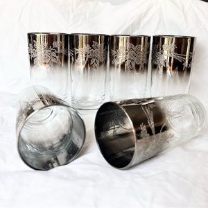 Vintage Set of 6 Dorothy Thorpe Silver Fade Ombre Queen's Rose